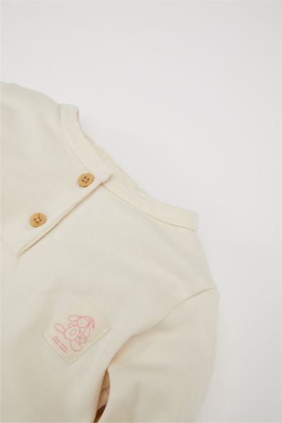 Ensemble de pyjama avec haut à col rond en twill tissé à manches longues et bas rayé pour bébé Fille