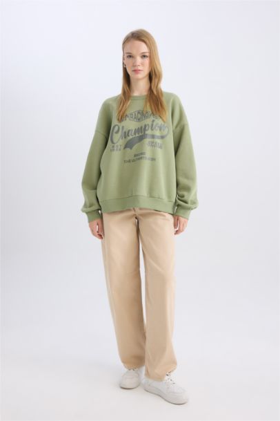 Свитшот оверсай с круглым вырезом с принтом, Coool