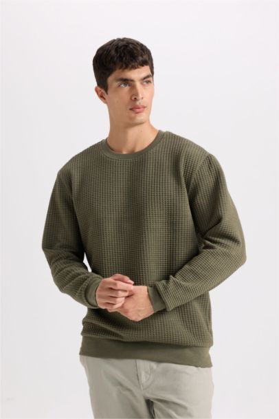 Regular Fit Bisiklet Yaka Jakarlı Sweatshirt