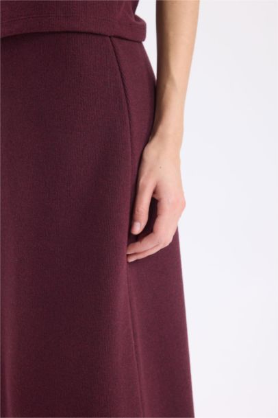 A Kesim Beli Lastikli Basic Düz Normal Bel Maxi Etek