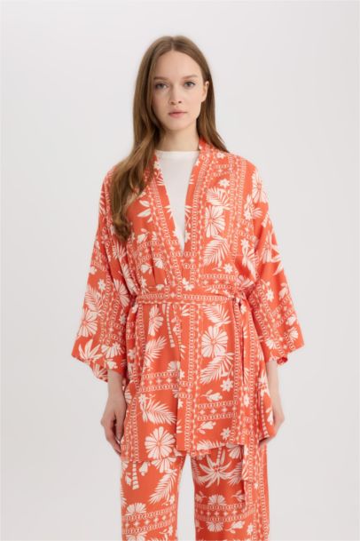 قميص كم طويل قصة مريحة بياقة شال