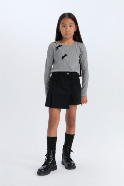 Girl Slim Fit Crew Neck Camisole Long Sleeve T-Shirt