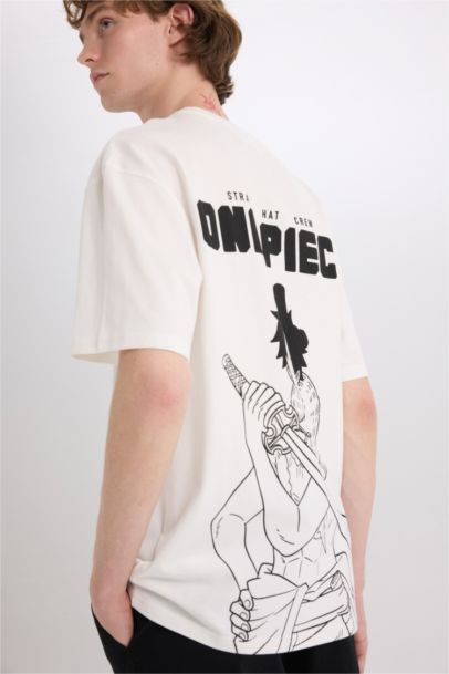 One Piece Boxy Fit Crew Neck Back Printed T-Shirt