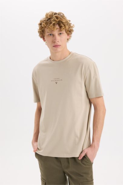 %100 Pamuk Vikings Valhalla Regular Fit Bisiklet Yaka Kısa Kollu Tişört