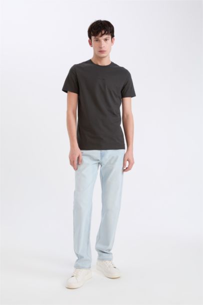 تيشيرت قطن نص كم سليم فيت مطبوع برقبة مستديرة