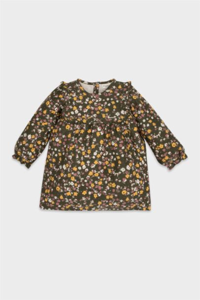 فستان مطبوع كم طويل للبيبي بنت