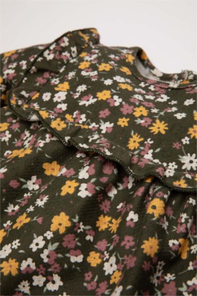 فستان مطبوع كم طويل للبيبي بنت