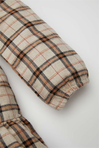 Robe Tissée à Carreaux à manches longues