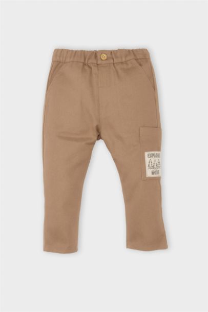 Pantalon en Gabardine avec étiquette tissée et taille élastique pour Bébé Garçon