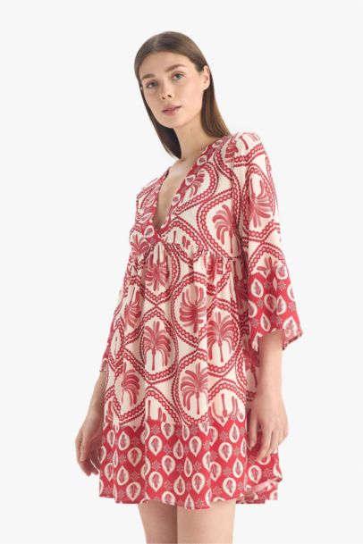 Fall in Love V Neck Patterned Beach Dress