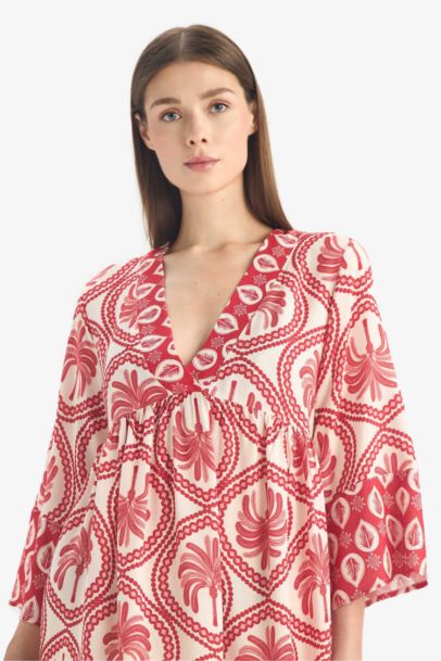 Fall in Love V Neck Patterned Beach Dress