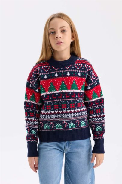 Pul en tricot à col rond Coupe régulière pour Fille