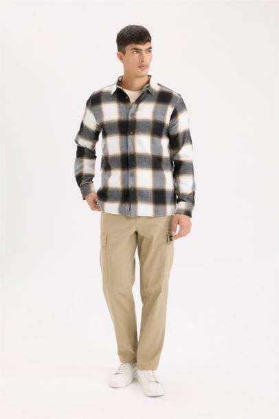 Regular Fit Flannel Long Sleeve Checkered Shirt