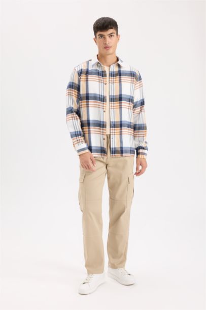 Regular Fit Flannel Long Sleeve Checkered Shirt
