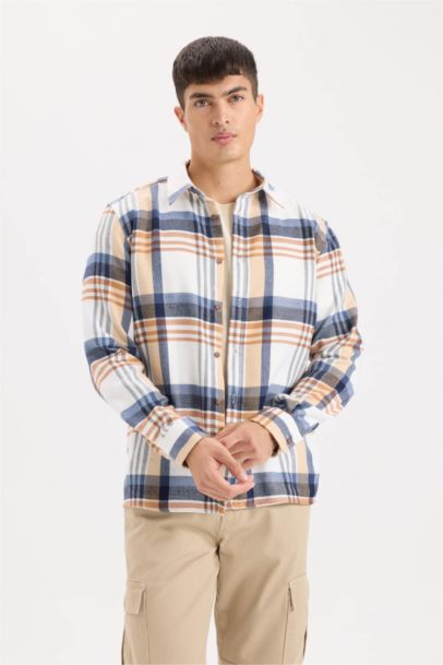 Regular Fit Flannel Long Sleeve Checkered Shirt