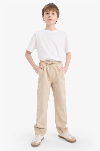 Boy Regular Fit Straight Leg Gabardine Trousers