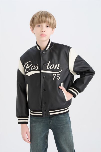 Boy College Collar Waterproof Bomber Jacket