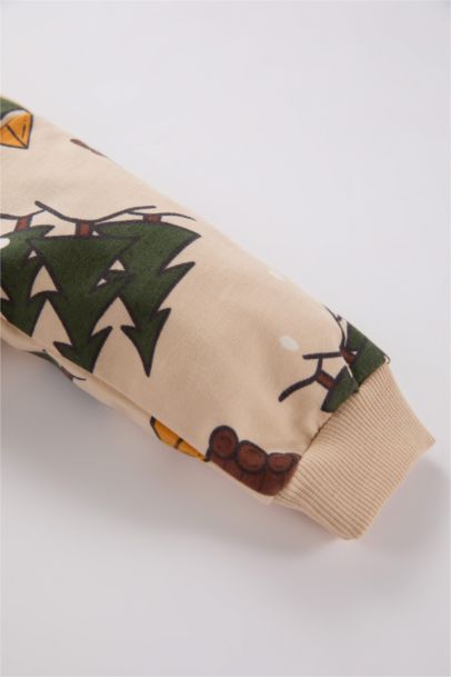 Ensemble de sweat-shirt imprimé Nouvel An à col rond et pantalon à taille élastique pour Bébé garçon