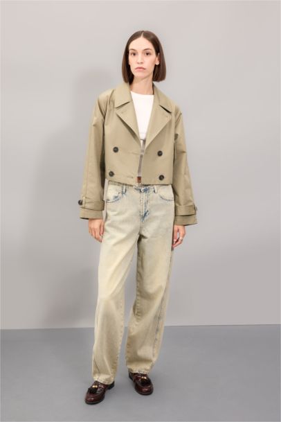 Regular Fit Cotton Short Trench Coat