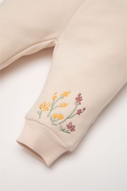 Baby Girl Regular Fit Elastic Waist Leg Floral Sweatpants