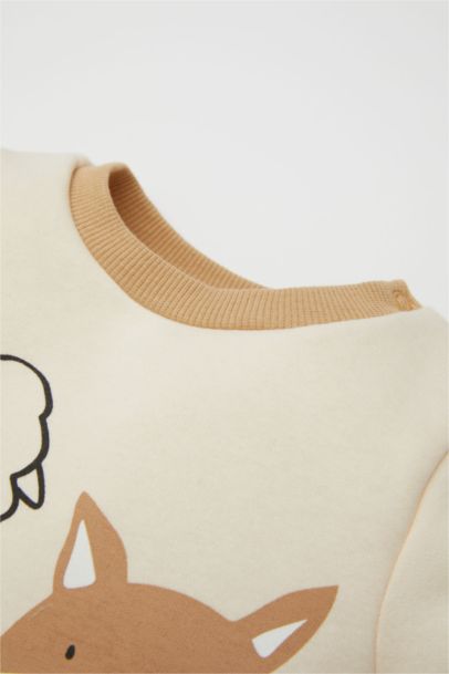 Baby Boy Printed Thick Sweatshirt Bottom 2 Piece Set