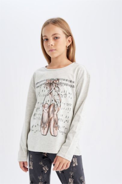 طقم بيجاما رمادي قصة عادية - قطعتين