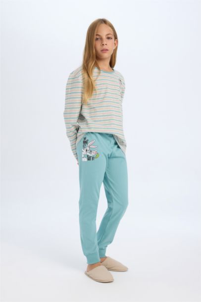 طقم بيجاما قصة عادية من لوني تونز من قطعتين