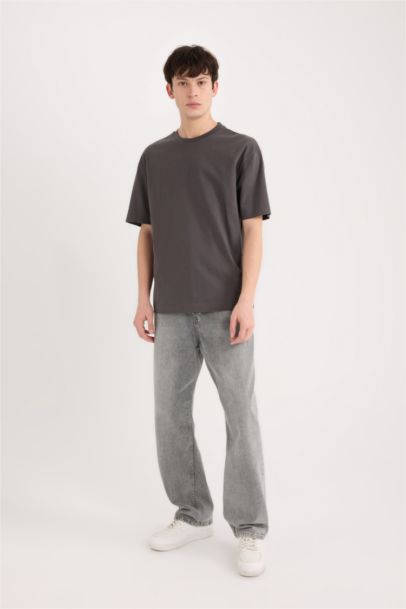 تيشيرت سادة بيزك اوفر سايز بياخة مستديرة