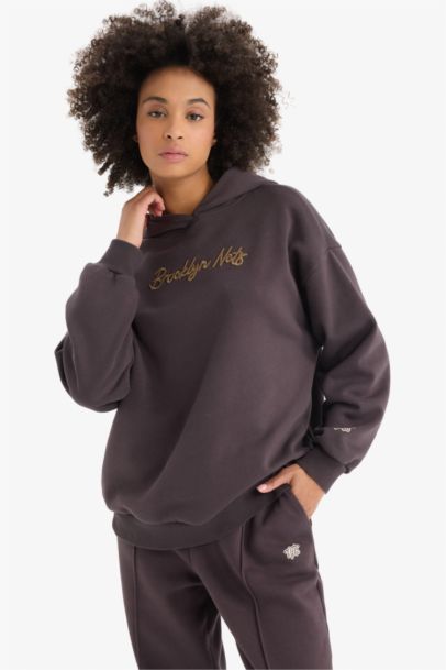 Толстовка DeFactoFit NBA Brooklyn Nets Oversize с капюшоном для спортсменов