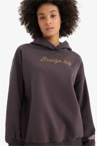 Толстовка DeFactoFit NBA Brooklyn Nets Oversize с капюшоном для спортсменов