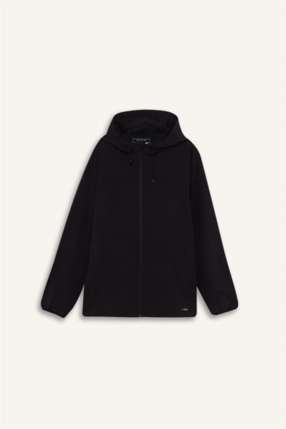 Su İtici Regular Fit Kapüşonlu File Astarlı Fermuarlı Mevsimlik Baharlık Yağmurluk Mont