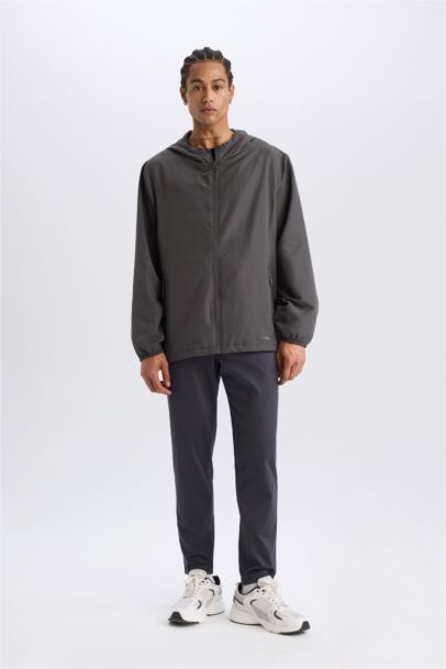 Su İtici Regular Fit Kapüşonlu File Astarlı Fermuarlı Mevsimlik Baharlık Yağmurluk Mont