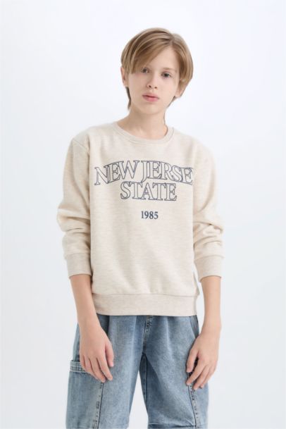 Bisiklet Yaka Baskılı Sweatshirt Erkek Çocuk