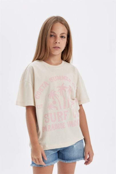 تيشيرت بناتي نص ردن قصة مريحة