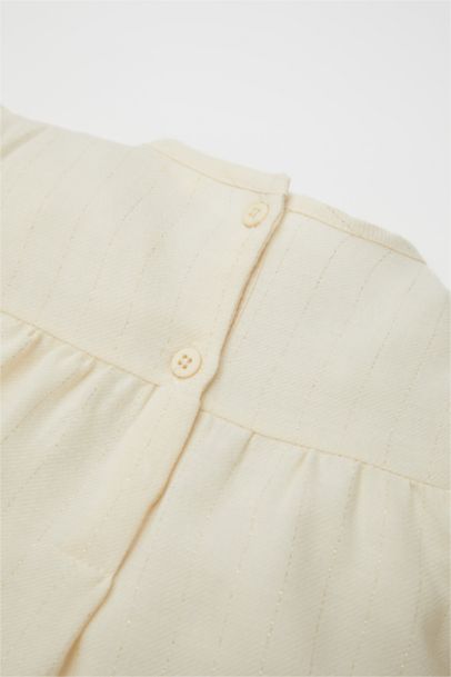 قميص بناتي فلورال تويل قصة عادية بياخة مستديرة