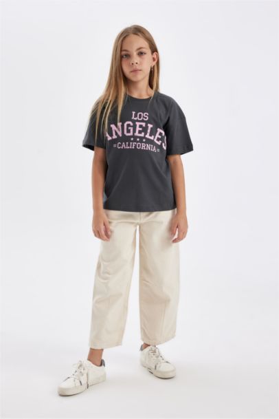 تيشيرت بناتي نص ردن قصة مريحة