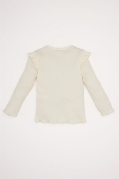 تيشيرت كم طويل مطبوع مضلع قصة عادية برقبة مستديرة للبيبي بنت