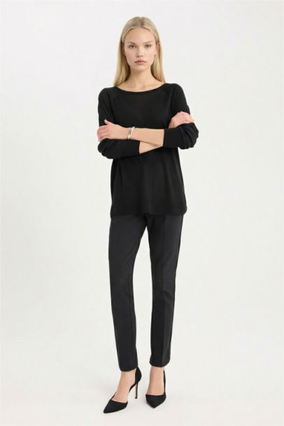 بلوز صوف قصة عادية بياخة مستديرة