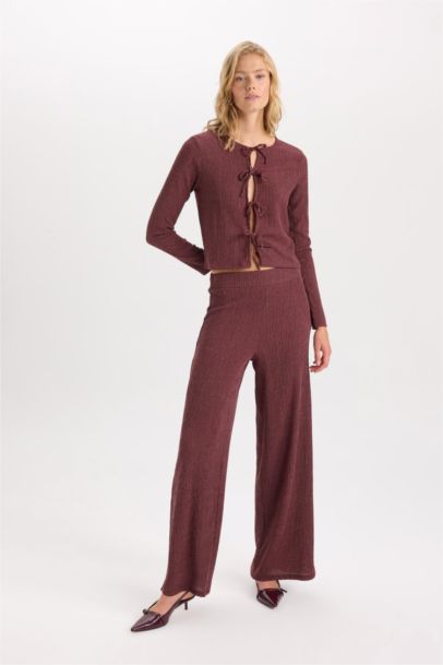 Wide Leg Elastic Waist Basic CrepeTrousers