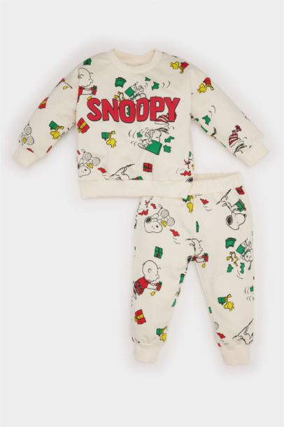 Ensemble Sweatshirt à col rond avec imprimé Snoopy et Jogging pour bébé garçon