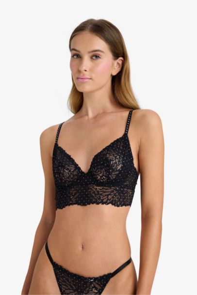 Fall in Love Lace Stringed Black Bra