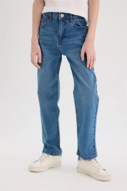 Straight Fit Düz Paça Basic Düz Jean Pantolon Erkek Çocuk