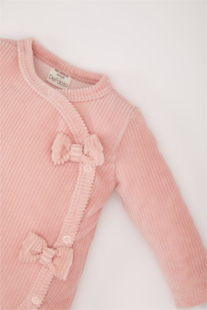 Combinaison en velours à manches longues pour bébé fille