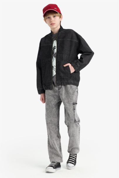 Jogger Fit Esnek Bantlı Paça Jean Pantolon Erkek Çocuk