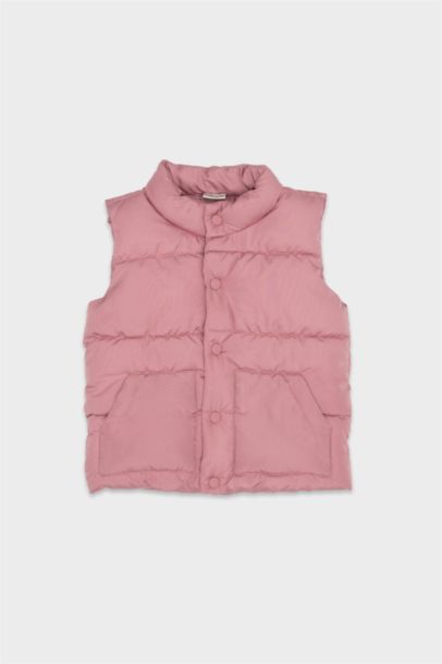 Su Geçirmez Çift Taraflı Dik Yaka Çıtçıtlı Şişme Yelek Kız Bebek