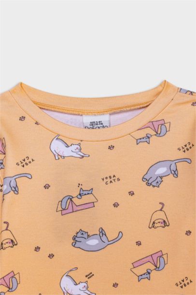 طقم بيجاما بيبي بناتي قصة عادية كم طويل - قطعتين