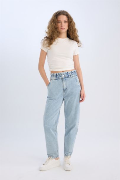 Paperbag High Waist Crop Jeans