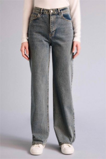 Pantalon Jean taille haute large et long Style des années 90