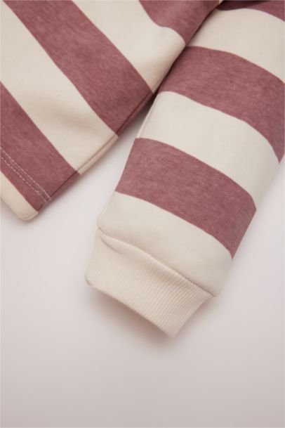 Sweatshirt rayé à Col Polo et Coupe Régulière pour bébé Fille