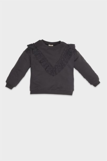 سويت شيرت قصة عادية برقبة مستديرة للبيبي بنت